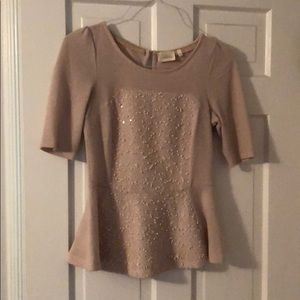 Anthropologie “Deletta” light pink sweater shirt